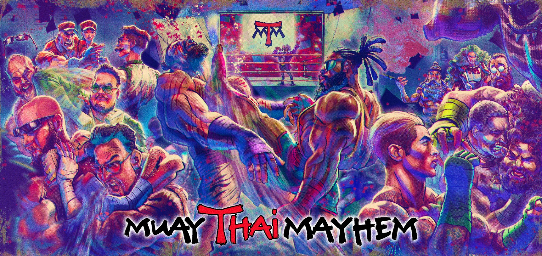 Muay Thai Mayhem original illustration by Clayton Munoz